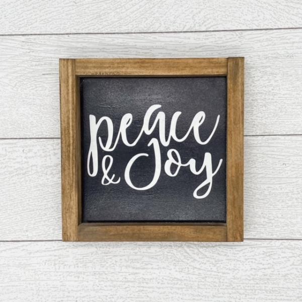 Peace & Joy | 8 x 8 Wood Sign picture