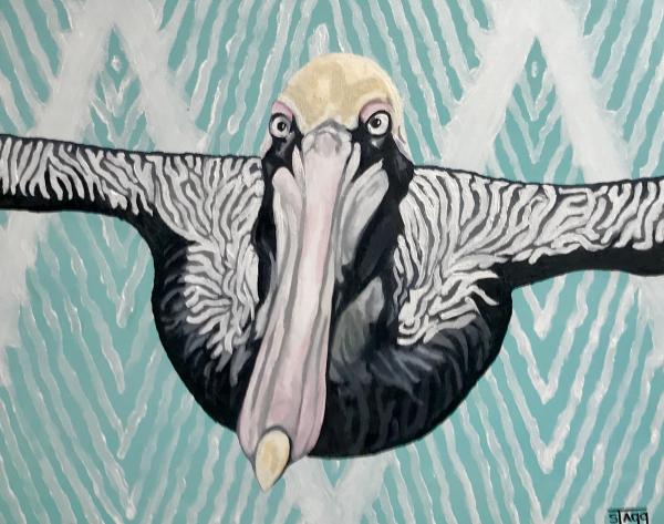 Framed - Pelican on Ikat