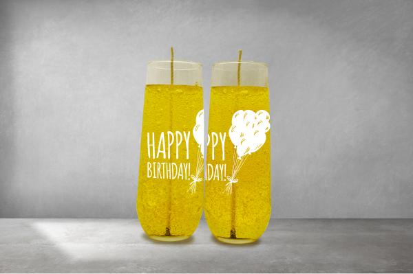 Champagne Glass Candles with Custom Decals picture