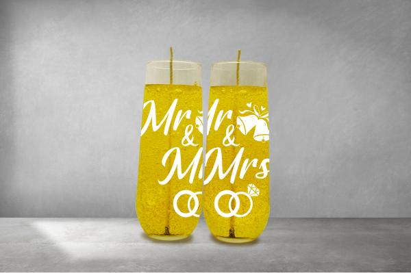 Champagne Glass Candles with Custom Decals picture