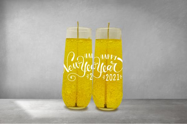 Champagne Glass Candles with Custom Decals picture