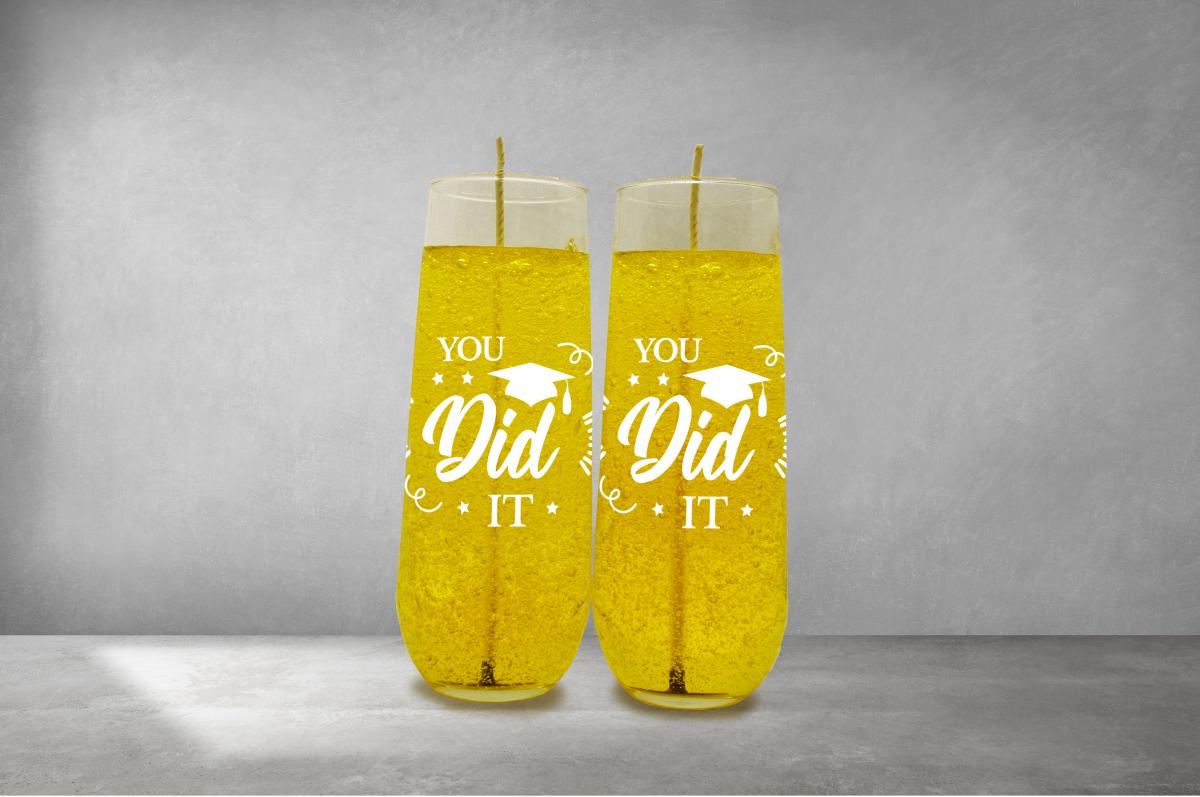 Champagne Glass Candles with Custom Decals picture