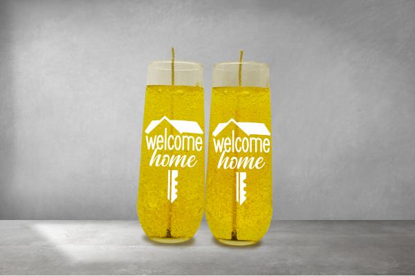 Champagne Glass Candles with Custom Decals picture