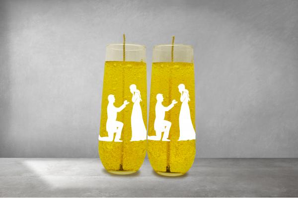 Champagne Glass Candles with Custom Decals picture