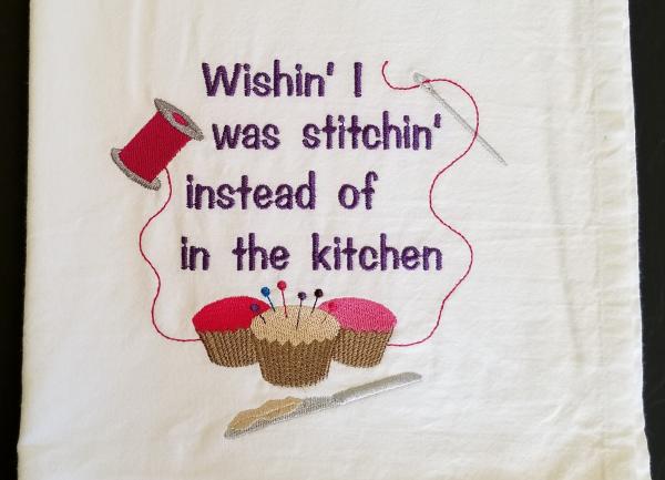 Kitchen vs Stitchin" Saying Extra Large Flour Sack Towels picture