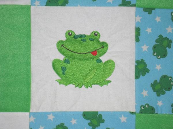 CUTE FROG Embroidered Soft Flannel Blanket picture