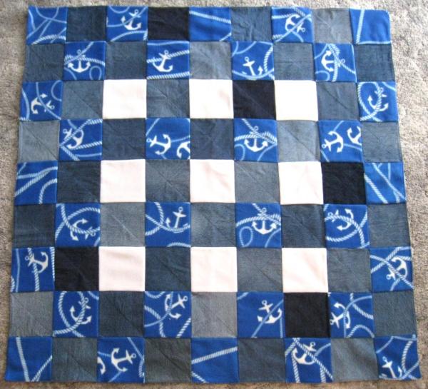 ANCHORS BLOCK QUILT Seashore Fleece and Denim Quilt Two Layer Quilted Blanket for the Beach, Lake or Boat Perfect for Nautical Home Decor Expired picture