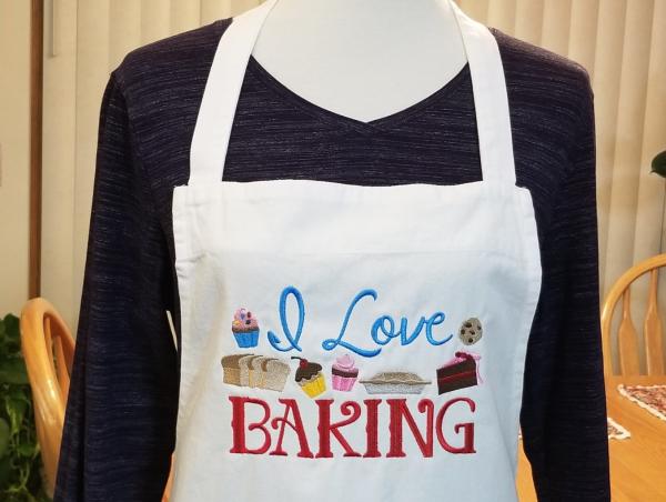 I Love BAKING Embroidered Adult Apron Great Gift! picture