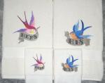 Colorful Swallows 4 pc Bath and Hand Towel set