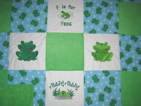 CUTE FROG Embroidered Soft Flannel Blanket picture