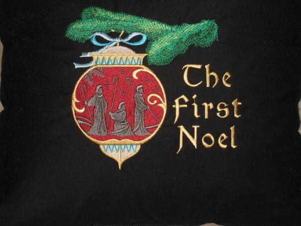 Beautiful The First Noel embroidered Nativity ornament pillow picture