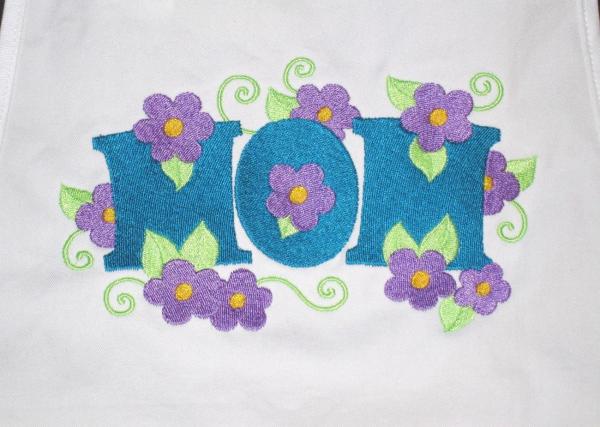 Embroidered APRON for MOM - Baking or Cooking Apron with Flowers picture