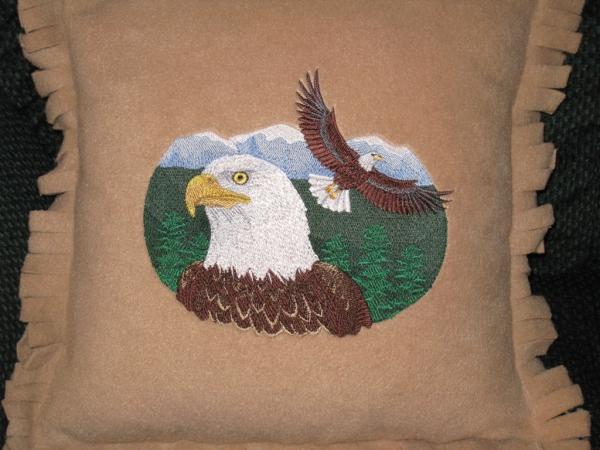 Eagle Head and Flying Eagle embroidered Fleece Pillow picture