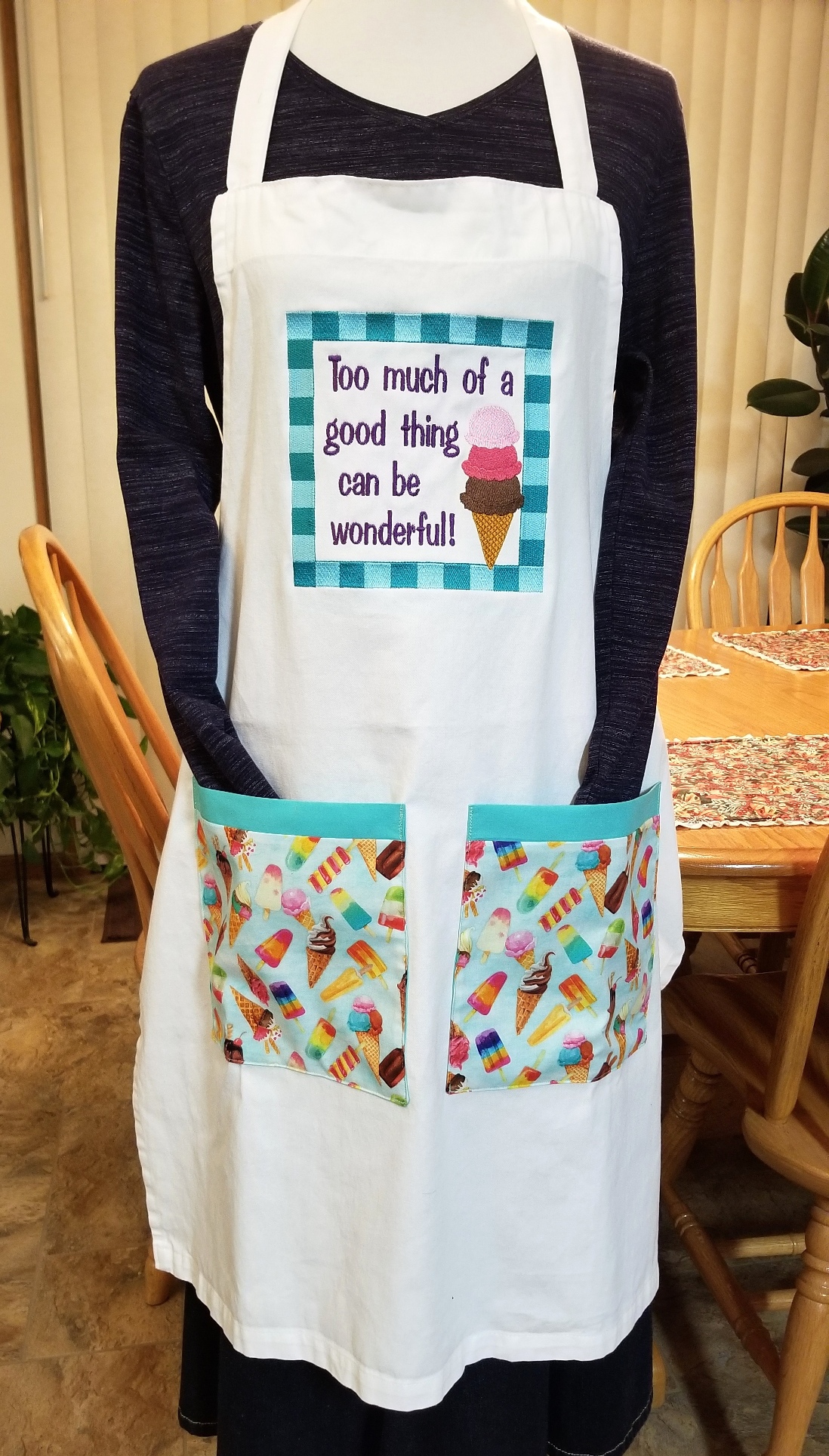 Ice cream is a good thing! Embroidered Adult Apron Great Gift! picture