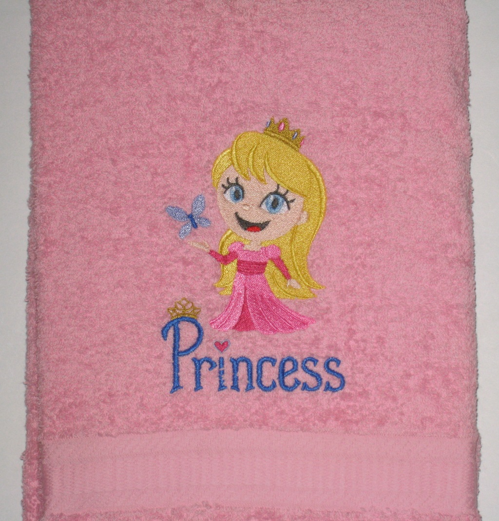 PRINCESS GIRL Bath Towel Little Princess with Butterfly Pink Bath Towel picture