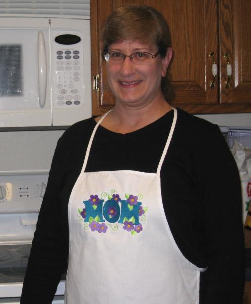 Embroidered APRON for MOM - Baking or Cooking Apron with Flowers