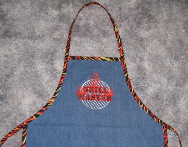 Embroidered GRILLING APRON - Denim Grilling or Cooking Apron picture