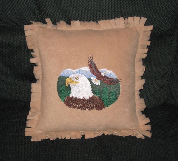 Eagle Head and Flying Eagle embroidered Fleece Pillow