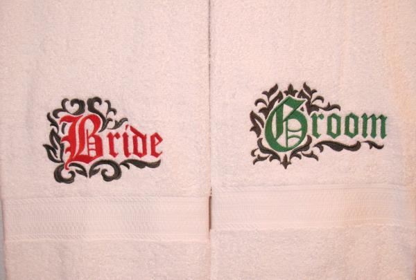 HIS and HERS Towel Set - Bride and Groom Bath Towels picture