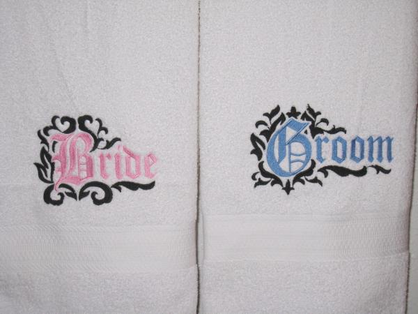 Towel set for bride and groom best sale