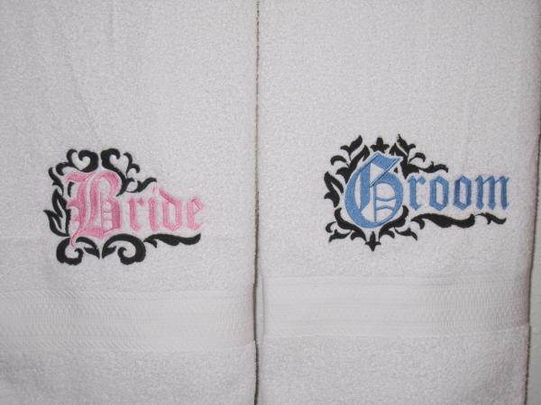 HIS and HERS Towel Set - Bride and Groom Bath Towels picture