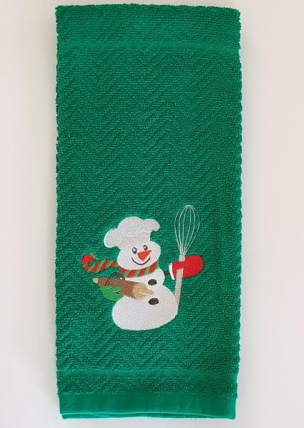 Christmas Baking Snowman Kitchen Hand Towel picture