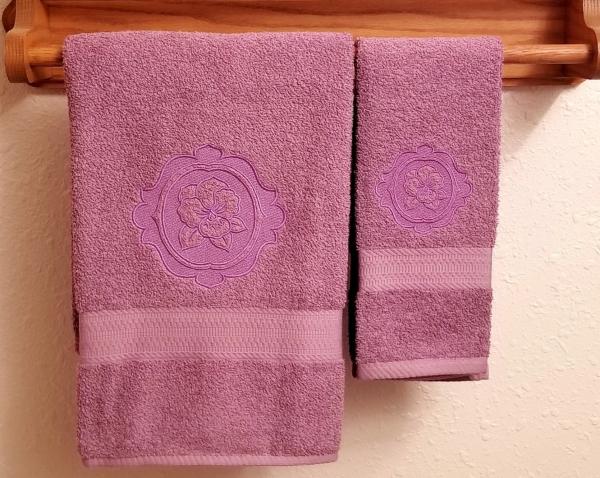 Pansy Embossed Bath Towel and Hand Towel Set