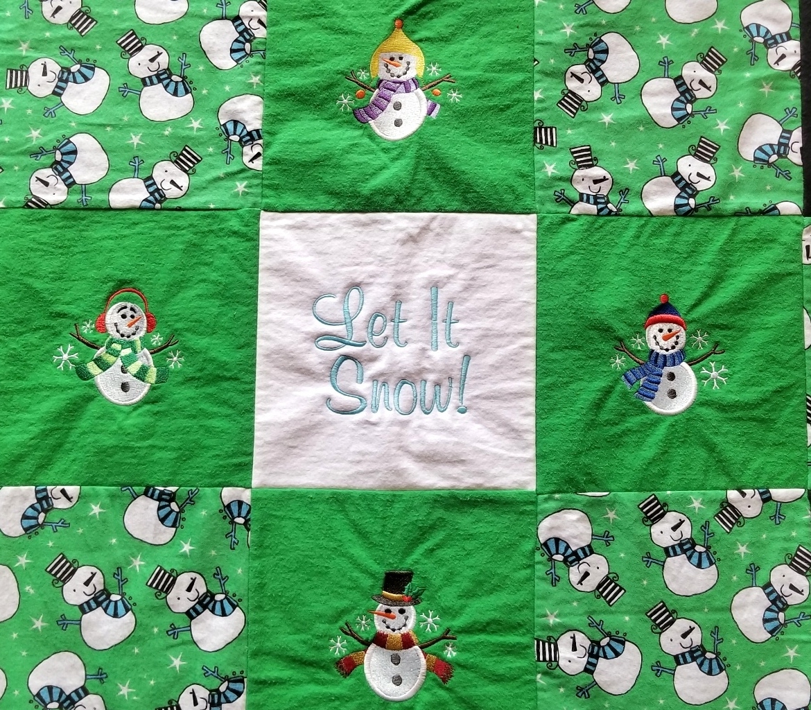 Cute Snowman and Snowflake Soft Flannel Blanket picture