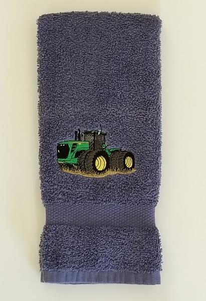 Green Tractor Embroidered Hand Towel picture