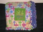 Large CROSSES and BIBLE Embroidered Fleece Tied Blanket Rejoice Cross Scripture Fleece Tie Throw