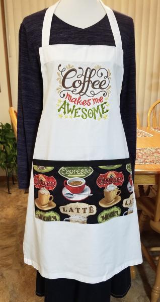 Coffee Makes Me AWESOME Embroidered Adult Apron Great Gift!