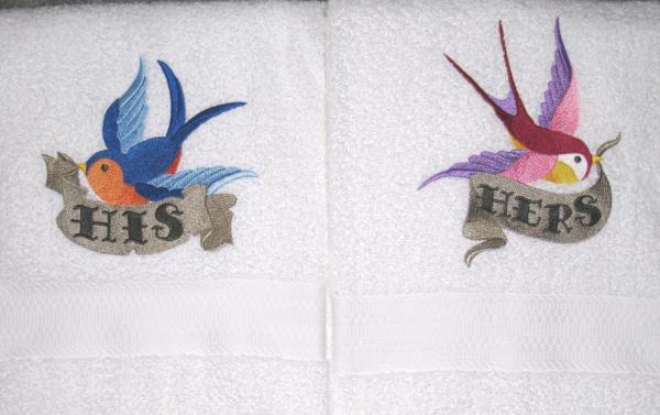 Colorful Swallows 4 pc Bath and Hand Towel set picture