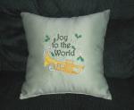 Joy to the World Pillow with Trumpet and Holly