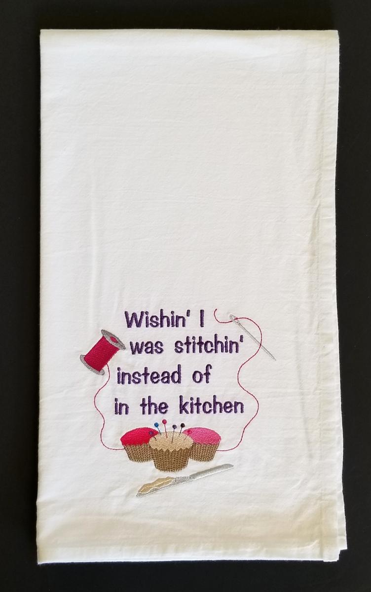 Kitchen vs Stitchin" Saying Extra Large Flour Sack Towels picture
