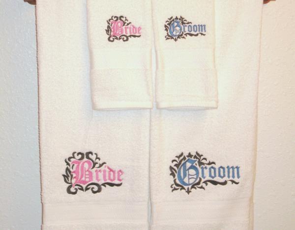 HIS and HERS Towel Set - Bride and Groom Bath Towels picture