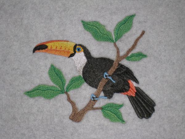 TOUCAN TROPICAL Embroidered Fleece Tied Blanket, Jungle Print Fleece Tie Throw - Toucan, Leopard, Parrot, Lizard Home Decor Blanket picture