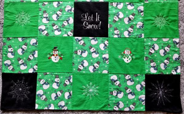 Cute Snowman and Snowflake Soft Flannel Blanket picture