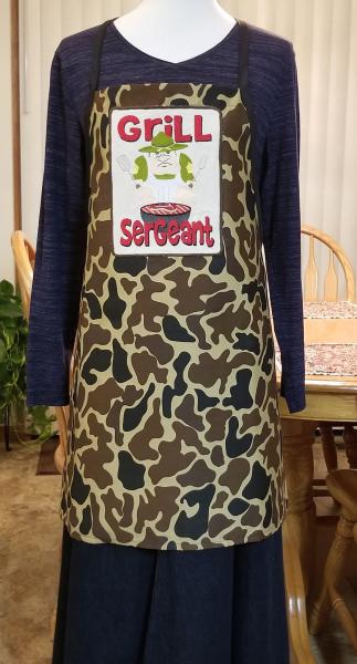 GRILL SERGEANT Embroidered Apron - CAMO Grilling or Cooking Apron picture
