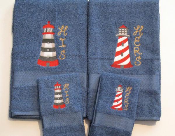 HIS and HERS 4 Piece Lighthouse Towel Set picture