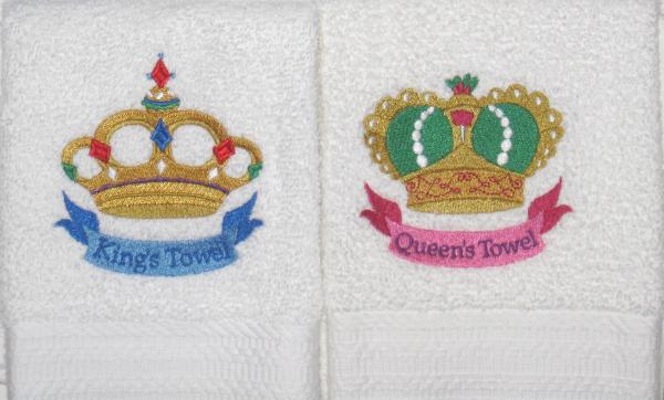 HIS and HERS Royalty Towel Set - Colorful Crowns - Queen's and King's Bath Towels picture