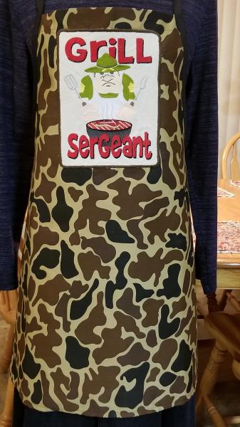 GRILL SERGEANT Embroidered Apron - CAMO Grilling or Cooking Apron picture