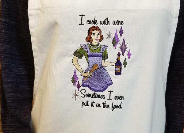 Cooking with Wine Embroidered Adult Apron Great Gift! picture