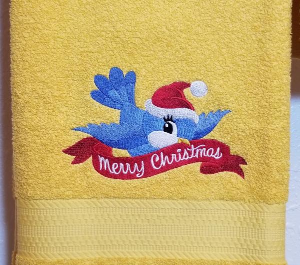 Merry  Christmas Bluebird Towels picture