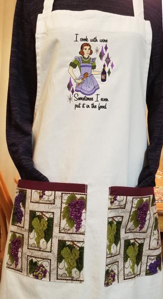 Cooking with Wine Embroidered Adult Apron Great Gift!
