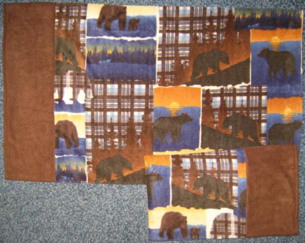 Bears Plaid Print Adult Size Fleece Pillowcase