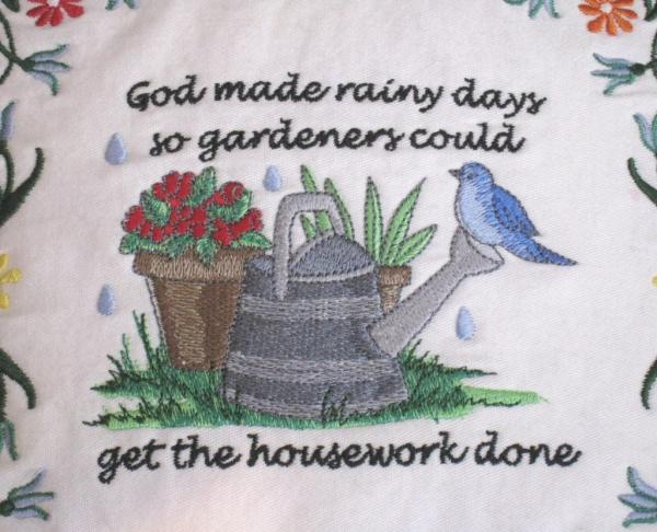 Embroidered Gardener's Saying Pillow picture
