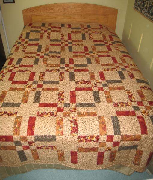 BEAUTIFUL AUTUMN QUILT Fall Colors Blanket for Queen Size Bed Leaves Quilt Design Fall Home Decor or Hunter's Lodge Maple Leaf Quilt Pattern picture