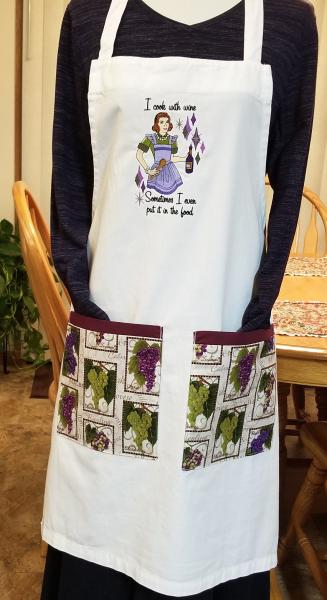 Cooking with Wine Embroidered Adult Apron Great Gift! picture