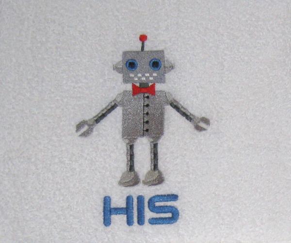 HIS and HERS Robots Embroidered Towel Set picture