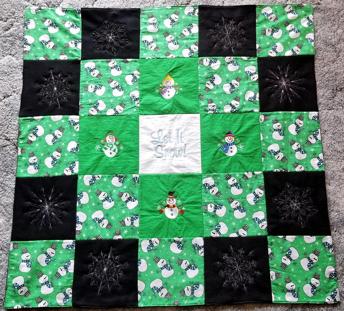 Cute Snowman and Snowflake Soft Flannel Blanket picture